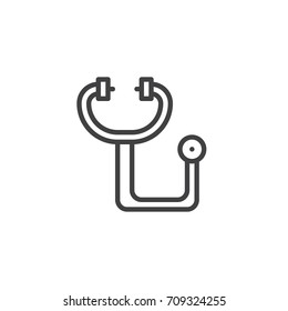 Stethoscope line icon, outline vector sign, linear style pictogram isolated on white. Diagnostics symbol, logo illustration. Editable stroke