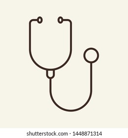 Stethoscope line icon. Physician device, doctor tool, medical kit. Medicine concept. Vector illustration can be used for topics like diagnosis, pediatrician, paramedic