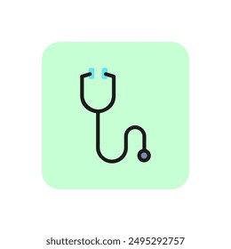 Stethoscope line icon. Physician, practitioner, tool. Medicine concept. Can be used for topics like disease, symptoms, diagnostics, medical examination