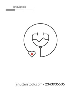 Stethoscope Line Icon Vector Design. 