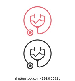 Diseño de vectores de iconos de línea de estetioscopio.