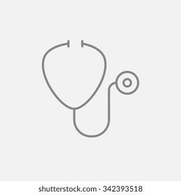 Ícone de linha de estetoscópio para web, celular e infográficos. Ícone de cinza escuro de vetor isolado no plano de fundo cinza claro.