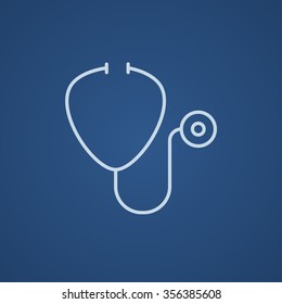 Stethoscope line icon for web, mobile and infographics. Vector light blue icon isolated on blue background.