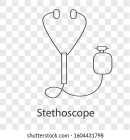 Stethoscope  line on transparency background. Creative idea design. Flat vector illustration for template, brochure, web page or presentation.
