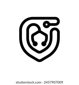 Stethoscope Line Shield Icon Simple design template logo