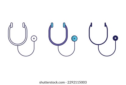 Stethoscope line and solid illustration icon