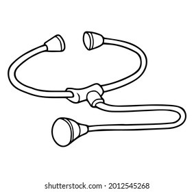 ilustración vectorial de línea de estetoscopio, aislado en fondo blanco, vista superior