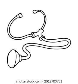 stethoscope line vector illustration,isolated on white background,top view