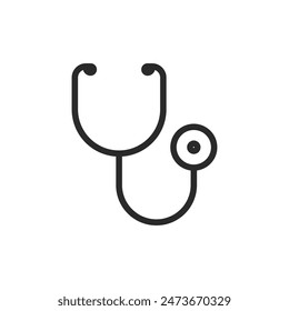 Stethoscope, linear style icon. medical examination. Editable stroke width