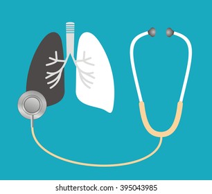 a stethoscope listens to the lungs