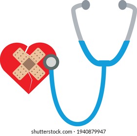 A stethoscope listens to a sick heart.