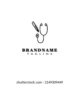stethoscope logo cartoon icon design template black modern isolated illustration