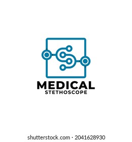 diseño del logotipo del estetoscopio en forma de letra s, adecuado para la industria sanitaria y médica