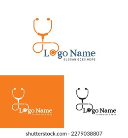 Vector de diseño del logo de Stethoscope, icono de medicina hospitalaria. Herramienta de doctorado