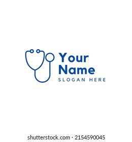 stethoscope logo graphic vector illustration on white background and text. top view, perfect for healthcare businesses, clinics, hospitals, healthcare companies and more