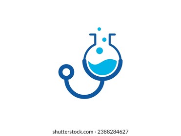 stethoscope logo healthcare and lab medical combination design vector illustration