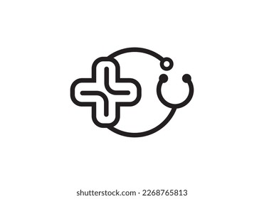 stethoscope logo healthcare and medical design vector illustration