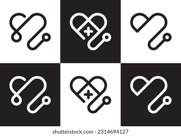 stethoscope logo healthcare and medical design vector illustration