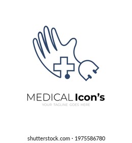 Stethoscope logo with line design template, line style
