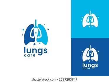 stethoscope with logo lung. creative modern body organs healthcare design vector template