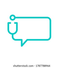 Stethoscope logo shaped chat bubble icon line outline simple minimalist vector