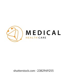 Stethoscope Logo, Simple Line Model Health Care Logo Design for Business Brands, Illustration Templet