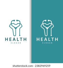 Stethoscope Logo, Simple Line Model Health Care Logo Design for Business Brands, Illustration Templet