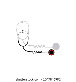 stethoscope is logo as soon as health treatment and concept to life on white ิbackground have Shadow