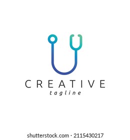 Stethoscope logo with U letter modern gradient color