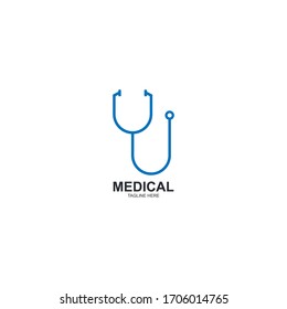 ícono vectorial del logotipo del estetoscopio para el diseño de ilustración médica 