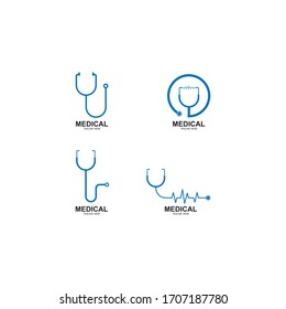 stethoscope logo vector icon for medical illustration design  