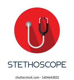 stethoscope long shadow flat style medic icon illustration