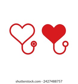 stethoscope with love design logo template illustration