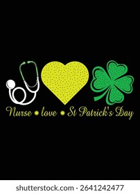 Stethoscope Love Shamrock Nurse St Patrick's Day