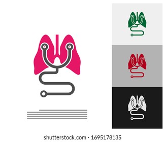 Stethoscope with Lungs Logo Template Design Vector, Emblem, Design Concept, Creative Symbol, Icon