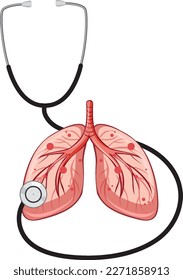 Stethoscope and lungs on white background illustration