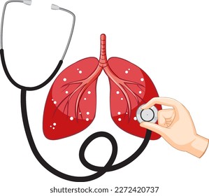 Stethoscope and lungs on white background illustration