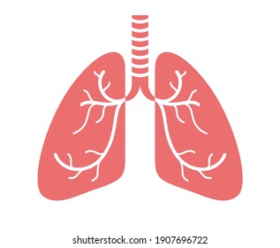 Stethoscope with lungs vector simple icon isolated over white background, pulmanology theme illustration or logo.