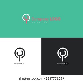 Stethoscope and magnifying glass logo vector design. The logo represents a doctor who is meticulous, focuses on details, and is committed to providing patients with proper and accurate care.