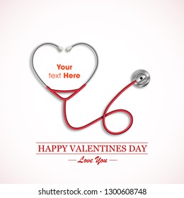 stethoscope measuring heartbeat, Love - stethoscope with heart icon. Valentine concept - Illustration