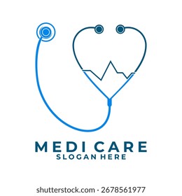 Vector de diseño de logotipo médico de estetoscopio. Logotipo médico simple