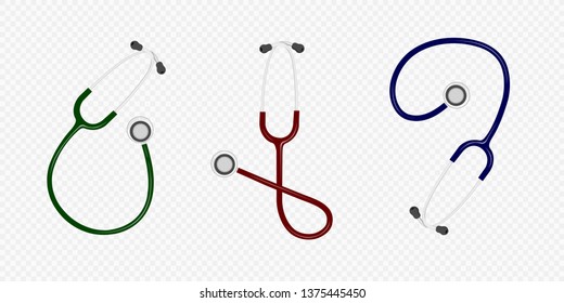 Stethoscope for medical blue green and red. Flat design