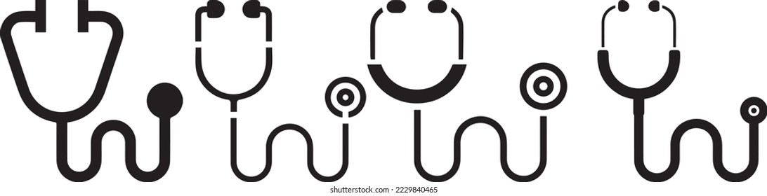 stethoscope medical device flat icon set. Stethoscope icon. Healthcare logo. Stethoscope Icon vector symbol for medical doctor and physician