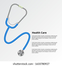 stethoscope medical doctor healthcare treatment tool concept. Poster banner template.