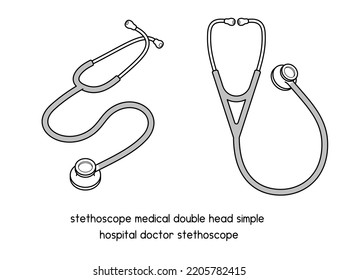 Stethoscope médico doble cabeza simple diagrama médico de hospital de instalación de experimentos esquema de laboratorio ilustración de vector