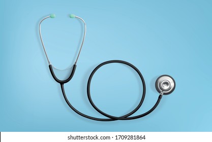Stethoscope Medical  Stethoscope Equipment  Medicine Equipment Blue background  Realistic 3D Vector Illustration 