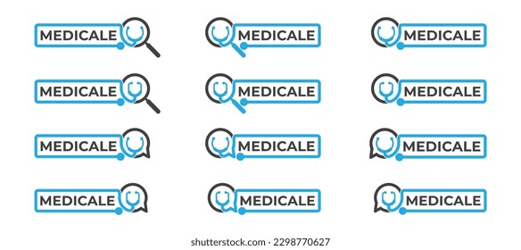 Stethoscope Medical Health Care Consultant Search Finder Logo Concept symbol icon sign Design Element. Consultation, Clinic, Hospital, Doctor Logotype. Vector illustration template