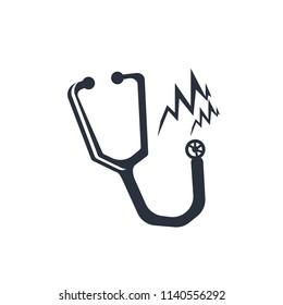 Stethoscope medical heart beats control tool icon vector isolated on white background for your web and mobile app design