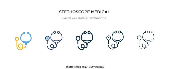 Stethoscope Medical Heart Beats Control Tool Icon In Different Style Vector Illustration. Two Colored And Black Stethoscope Medical Heart Beats Control Tool Vector Icons Designed In Filled, Outline,