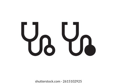 Stethoscope medical icon in outline and solid Vector